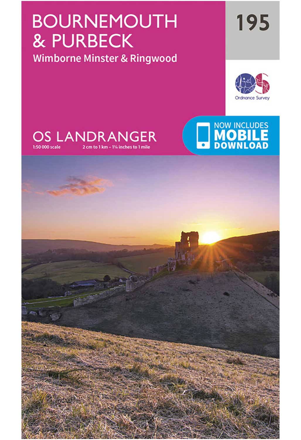Ordnance Survey Bournemouth, Purbeck, Wimborne Minster & Ringwood - Landranger 195 Map