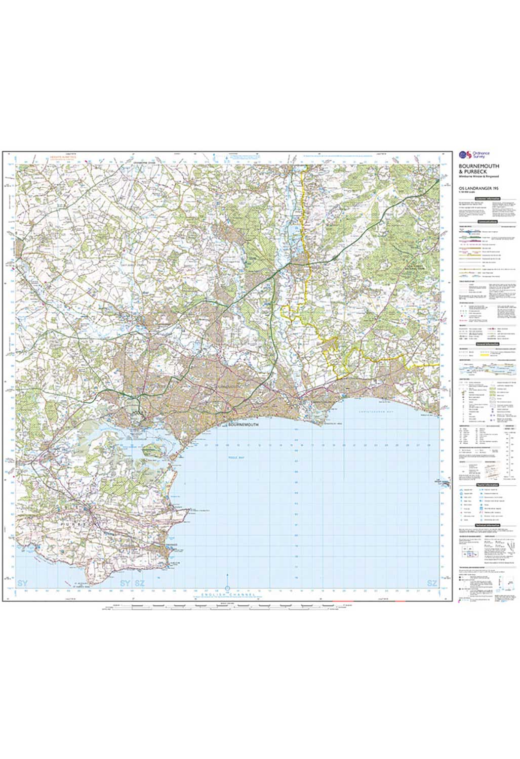 Ordnance Survey Bournemouth, Purbeck, Wimborne Minster & Ringwood - Landranger 195 Map - Image 3