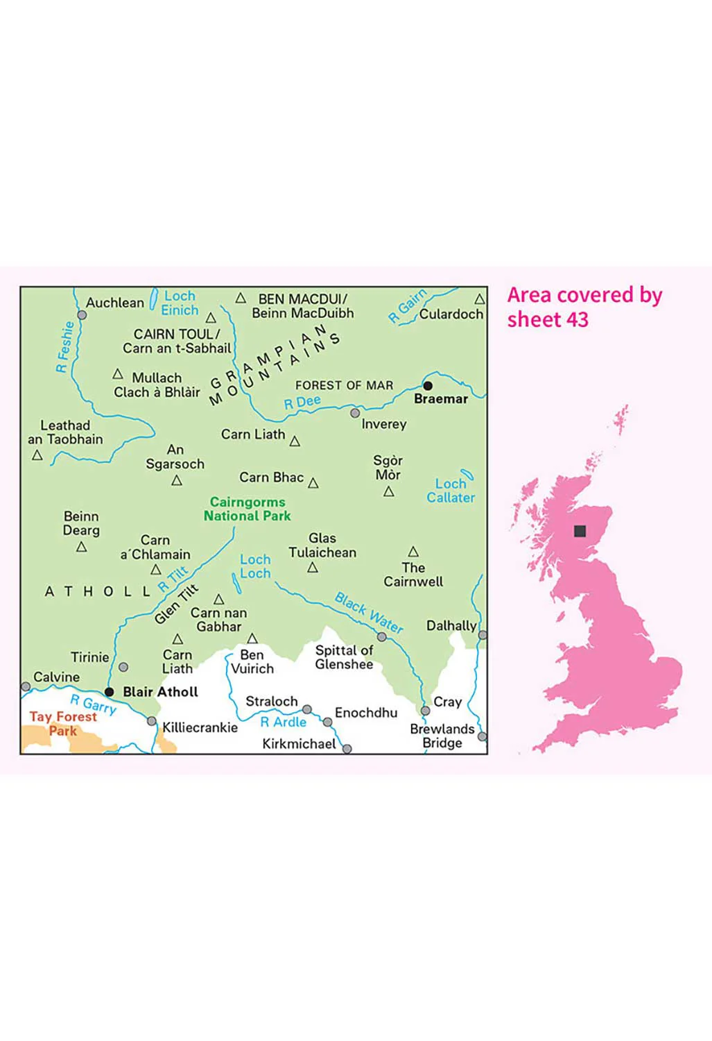 Ordnance Survey Braemar & Blair Atholl - Landranger 43 Map - Image 4