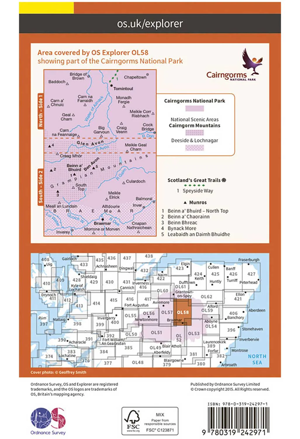 Ordnance Survey Braemar, Tomintoul & Glen Avon - OS Explorer OL58 Map - Image 2