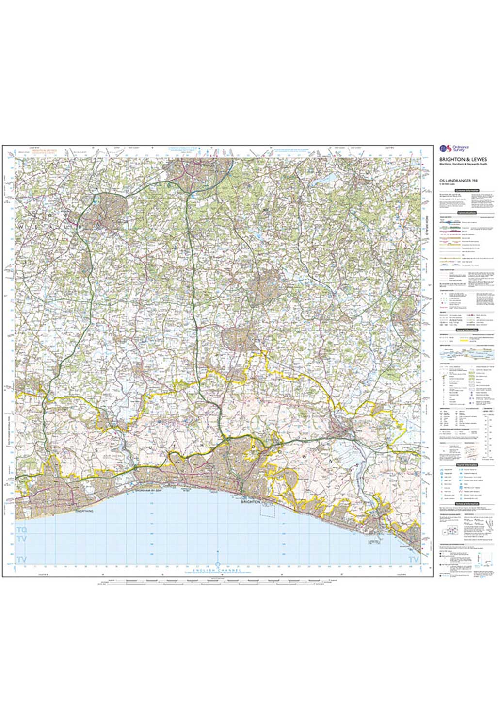 Ordnance Survey Brighton, Lewes & Haywards Heath - Landranger 198 Map - Image 3