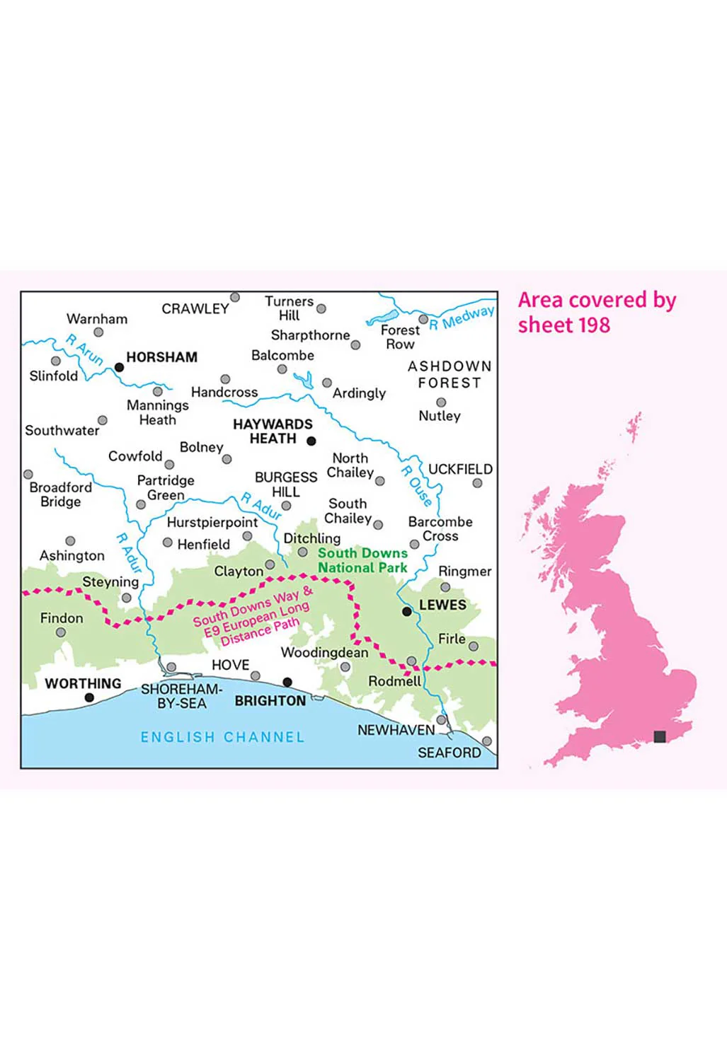 Ordnance Survey Brighton, Lewes & Haywards Heath - Landranger 198 Map - Image 4
