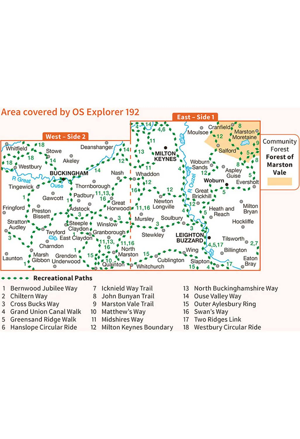 Ordnance Survey Buckingham & Milton Keynes - OS Explorer 192 Map - Image 3