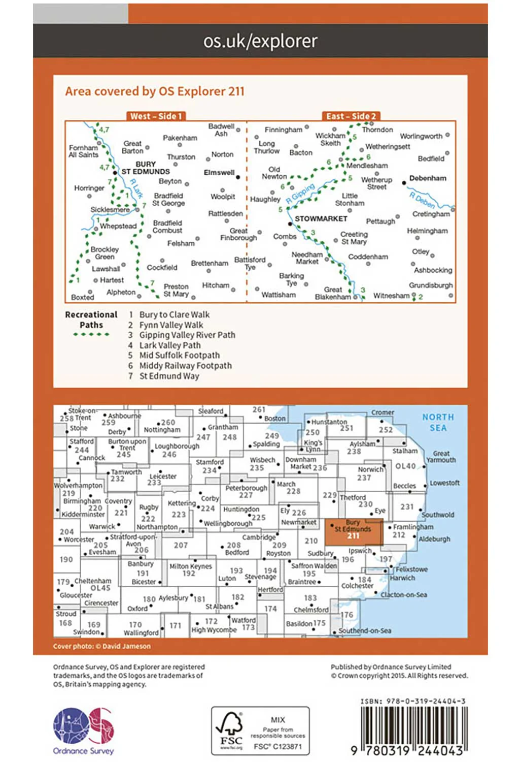 Ordnance Survey Bury St Edmunds & Stowmarket - OS Explorer 211 Map - Image 2