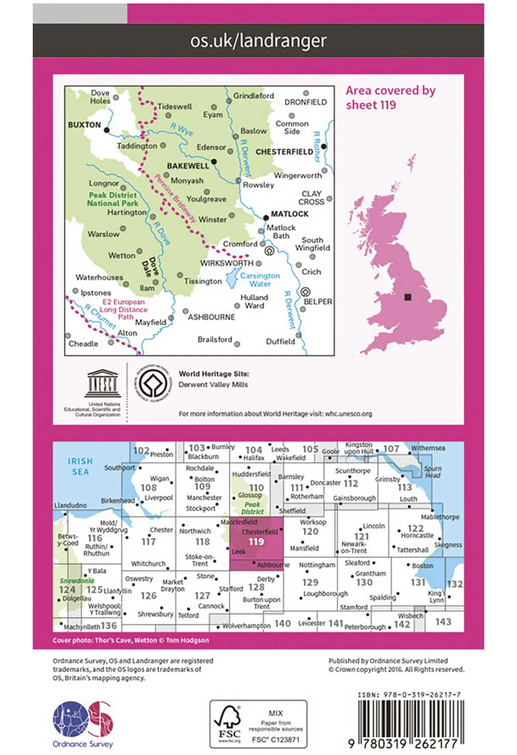 Ordnance Survey Buxton, Matlock, Bakewell & Dove Dale - Landranger 119 Map - Image 2