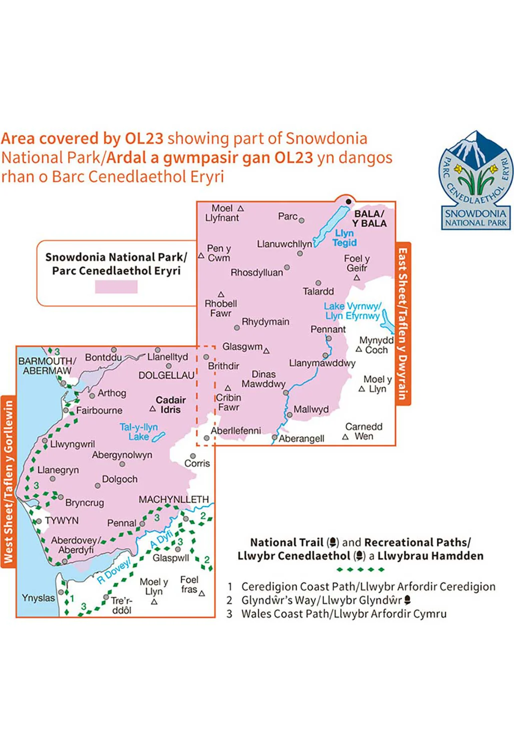 Ordnance Survey Cadair Idris & Llyn Tegid - OS Explorer OL23 Map - Image 2