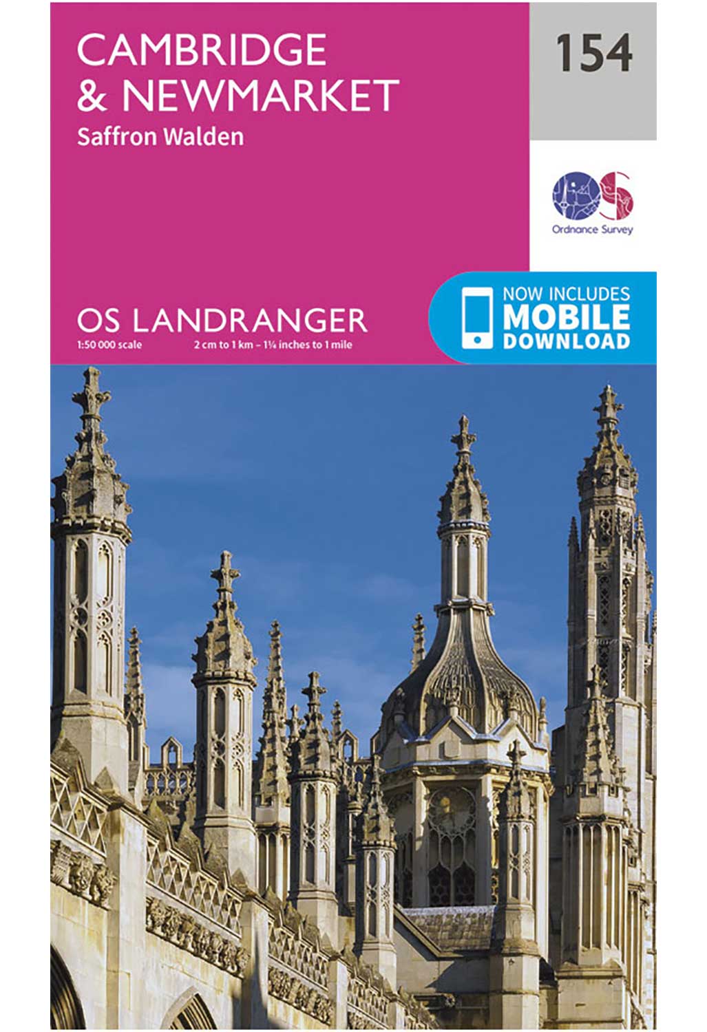Ordnance Survey Cambridge, Newmarket & Saffron Walden - Landranger 154 Map