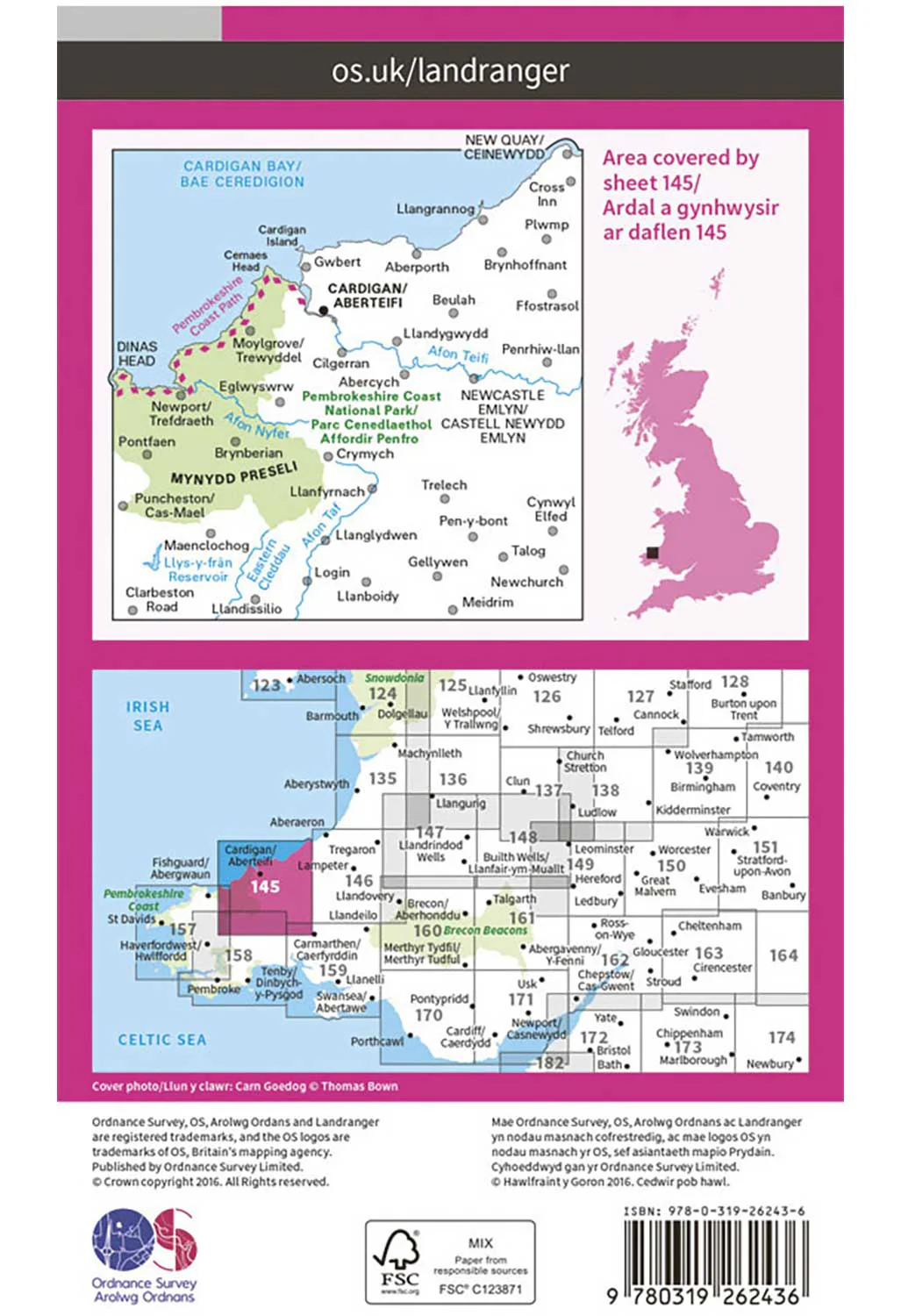 Ordnance Survey Cardigan & Mynydd Preseli - Landranger 145 Map - Image 3