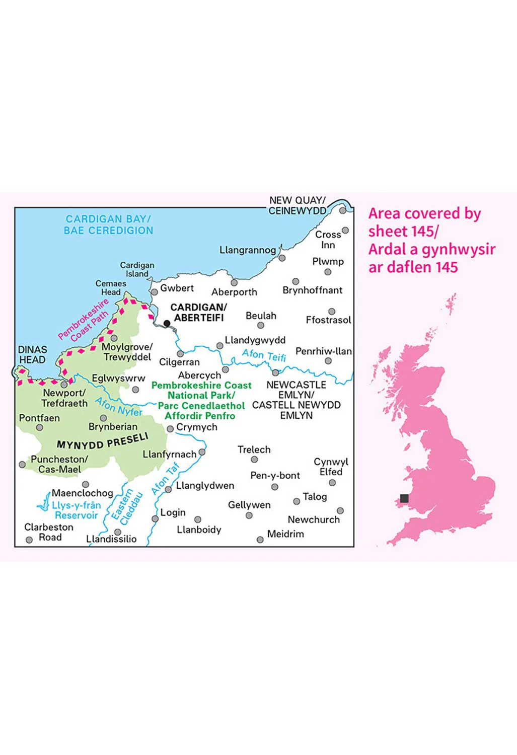 Ordnance Survey Cardigan & Mynydd Preseli - Landranger 145 Map - Image 5