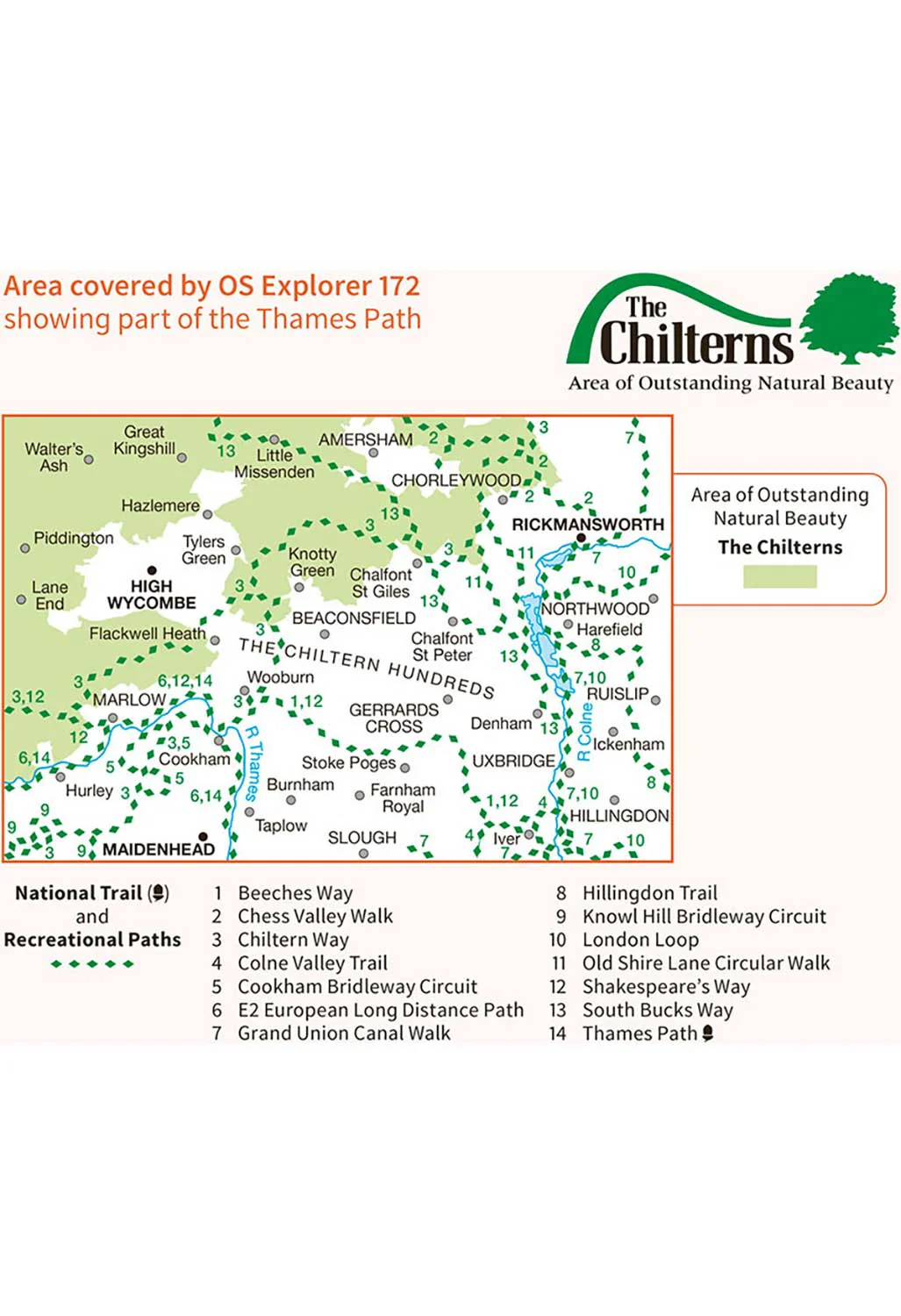 Ordnance Survey Chiltern Hills East - OS Explorer 172 Map - Image 3