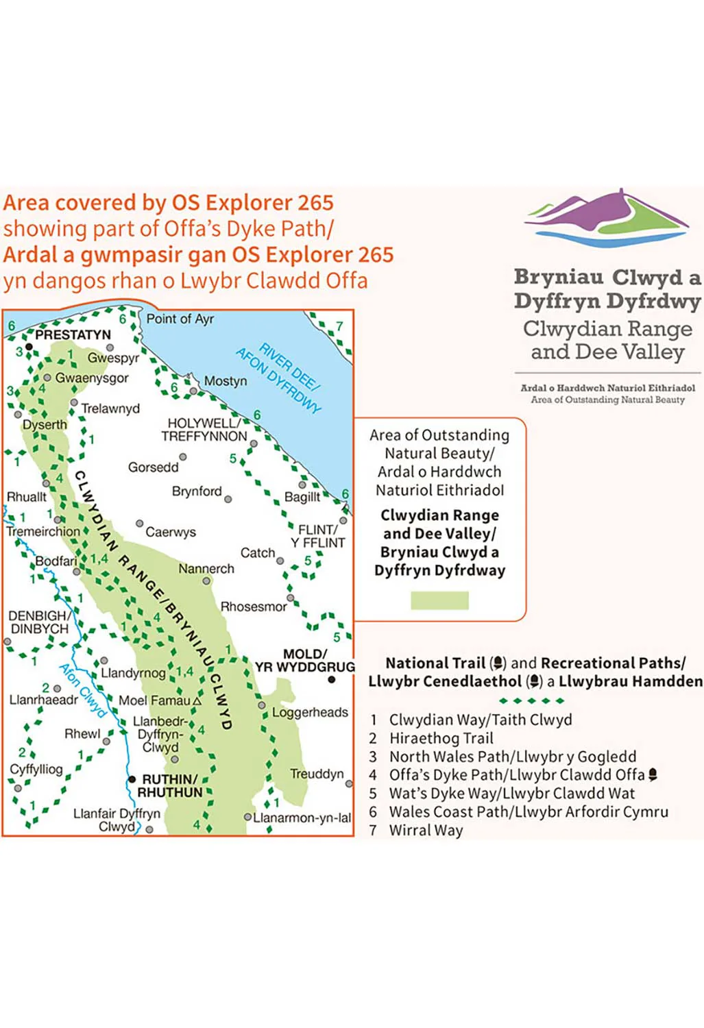 Ordnance Survey Clwydian Range - OS Explorer 265 Map - Image 3