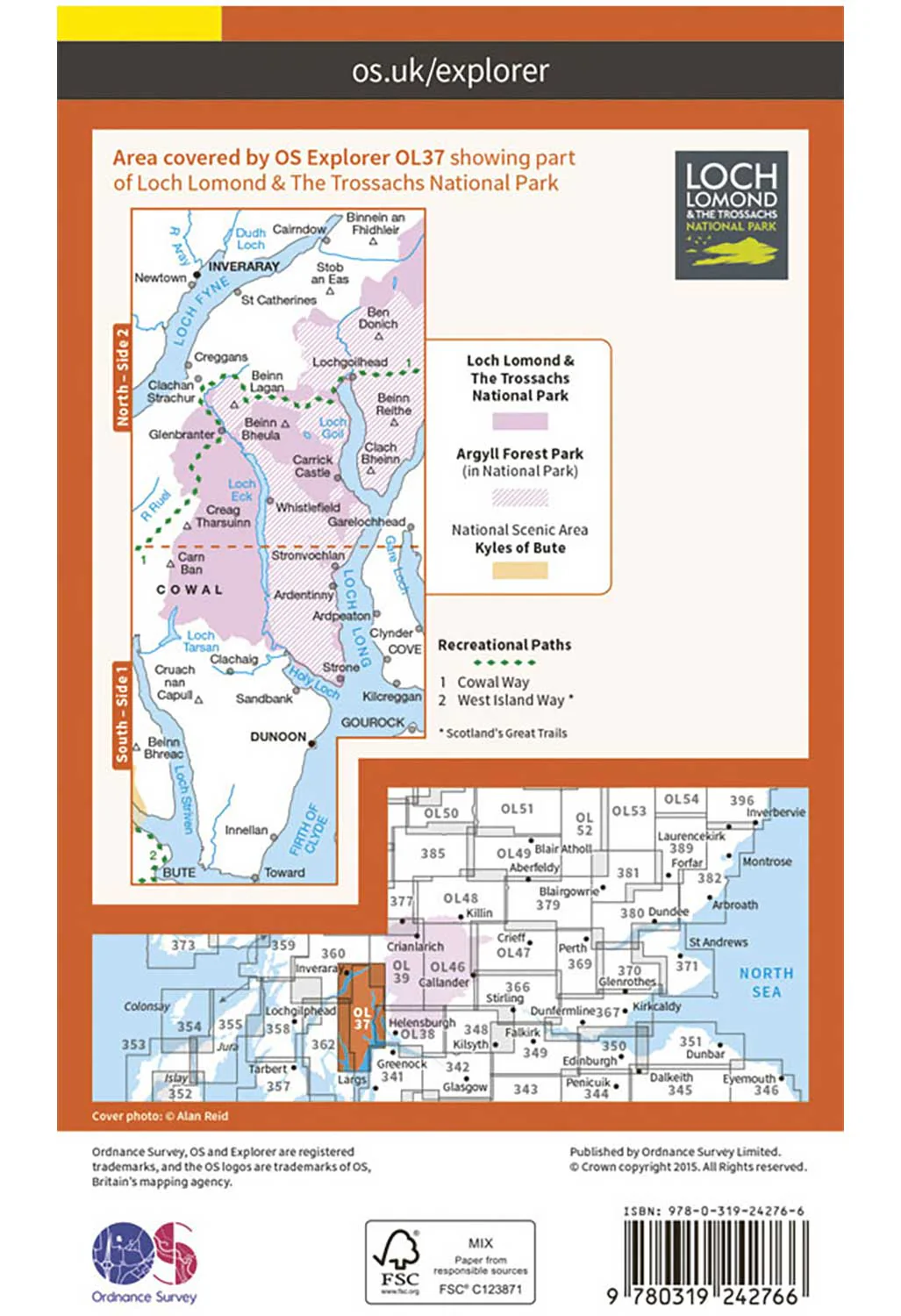 Ordnance Survey Cowal East Dunoon & Inveraray - OS Explorer OL37 Map - Image 2