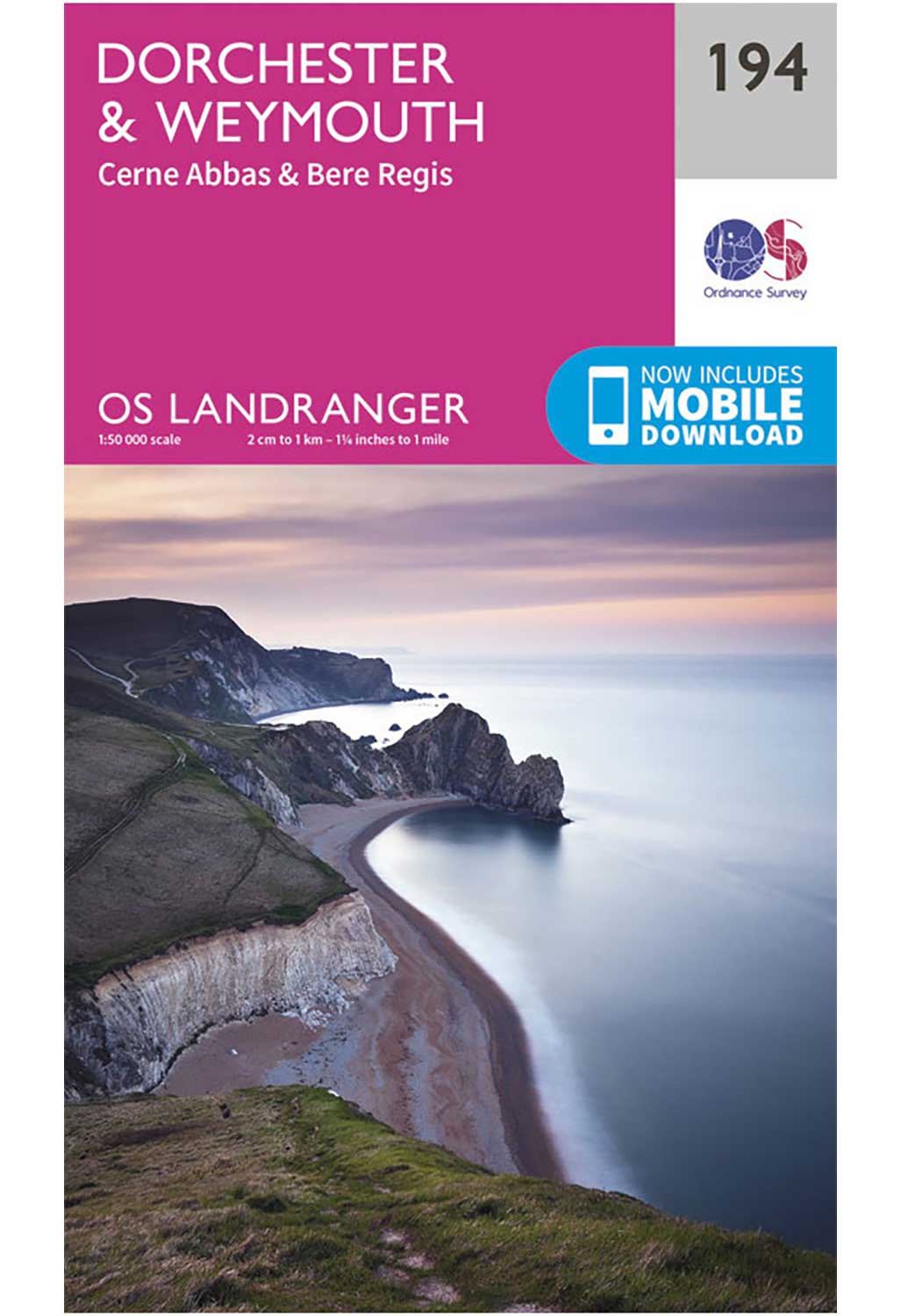 Ordnance Survey Dorchester, Weymouth, Cerne Abbas & Bere Regis - Landranger 194 Map