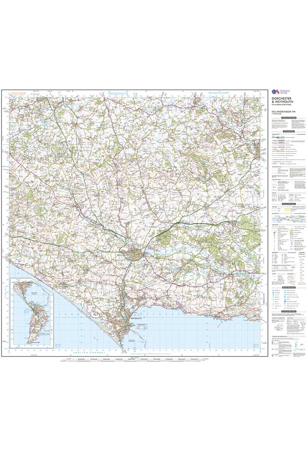 Ordnance Survey Dorchester, Weymouth, Cerne Abbas & Bere Regis - Landranger 194 Map - Image 2