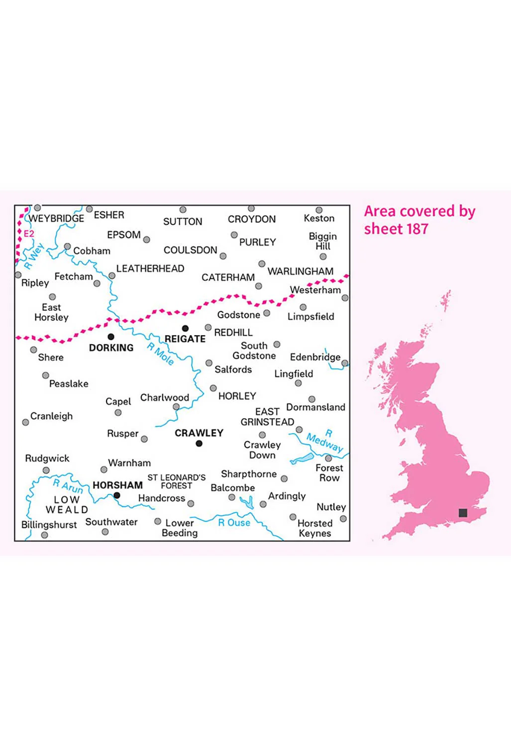 Ordnance Survey Dorking & Reigate, Crawley & Horsham - Landranger 187 Map - Image 4