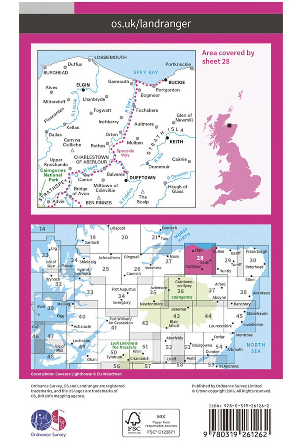 Ordnance Survey Elgin, Dufftown, Buckie & Keith - Landranger 28 Map - Image 3