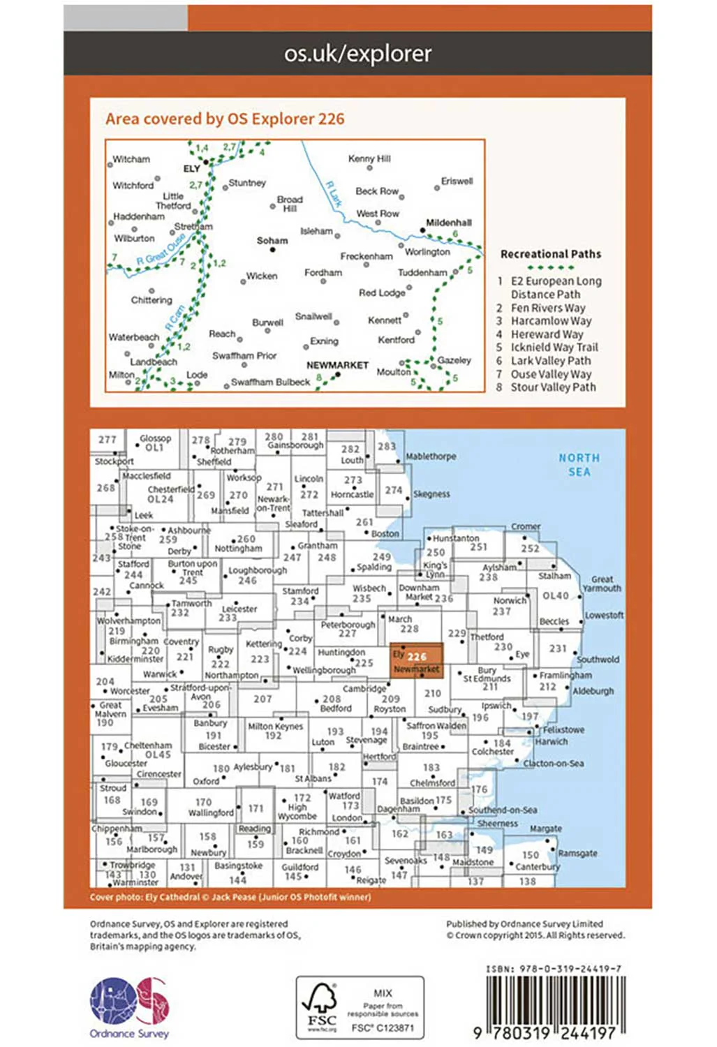 Ordnance Survey Ely & Newmarket, Mildenhall & Soham - OS Explorer 226 Map - Image 2