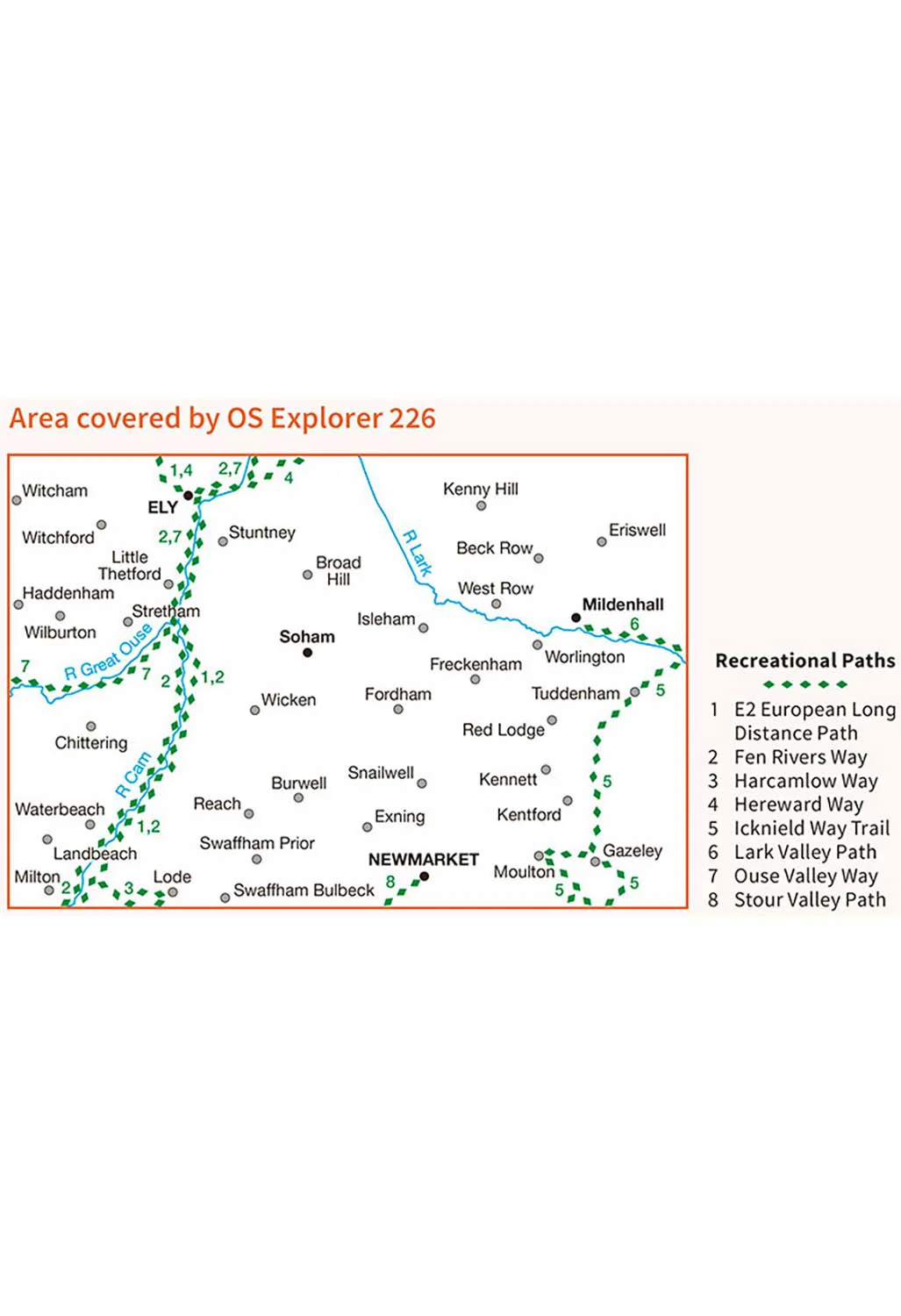Ordnance Survey Ely & Newmarket, Mildenhall & Soham - OS Explorer 226 Map - Image 3
