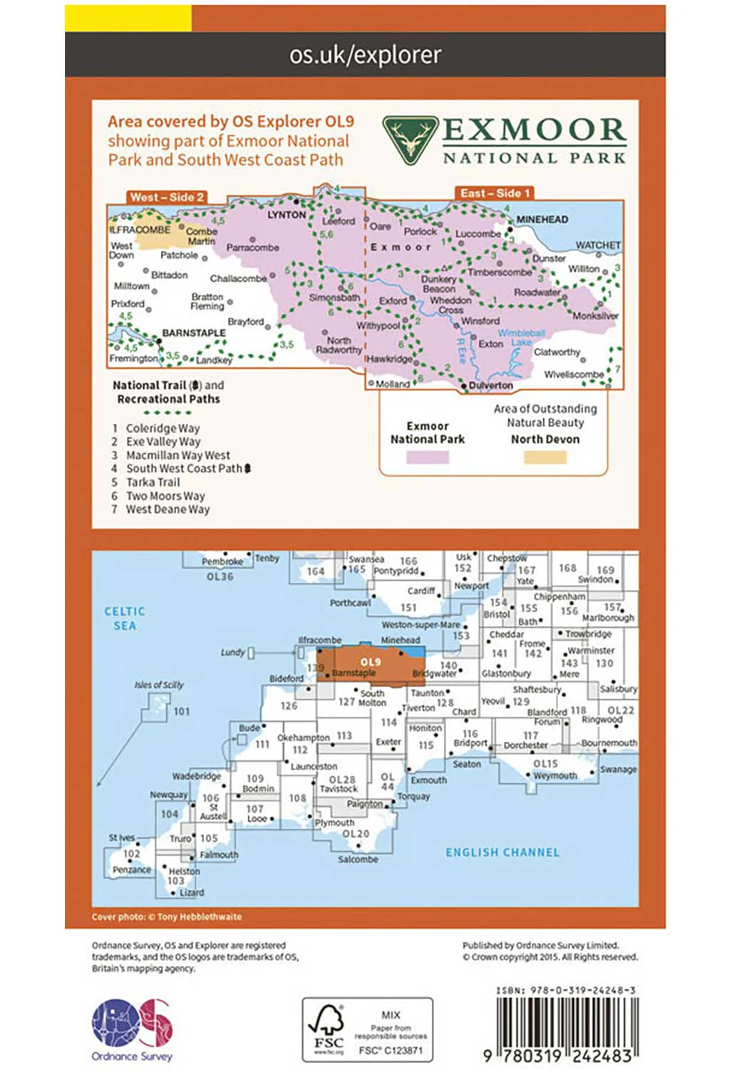 Ordnance Survey Exmoor - OS Explorer OL9 Map - Image 2