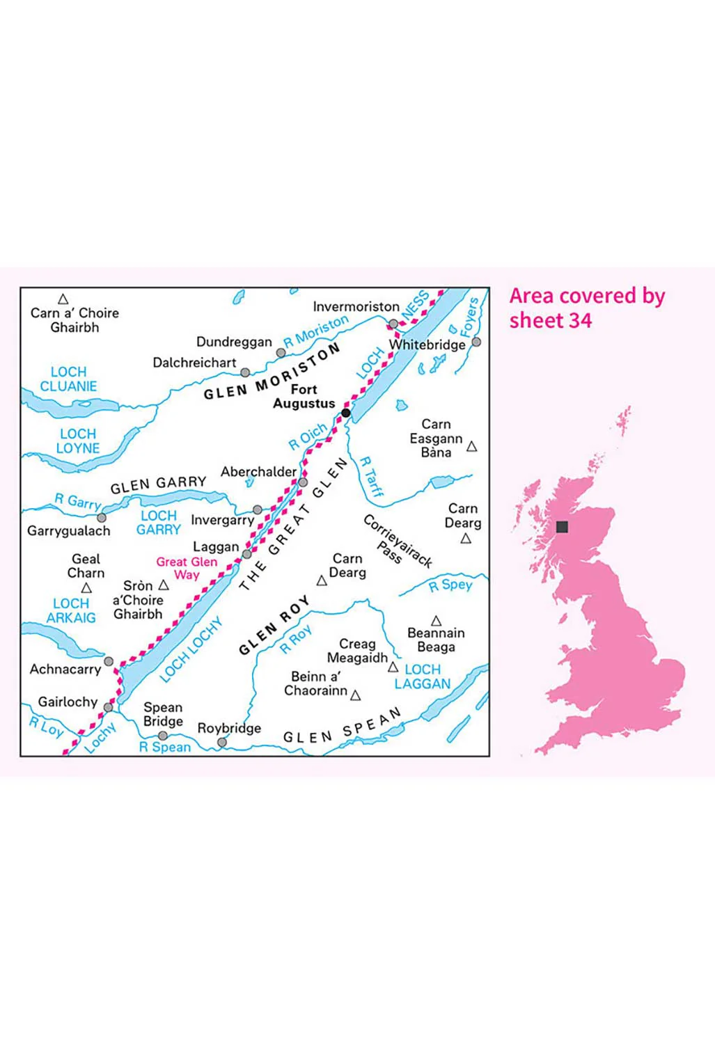 Ordnance Survey Fort Augustus, Glen Albyn & Glen Roy - Landranger 34 Map - Image 4