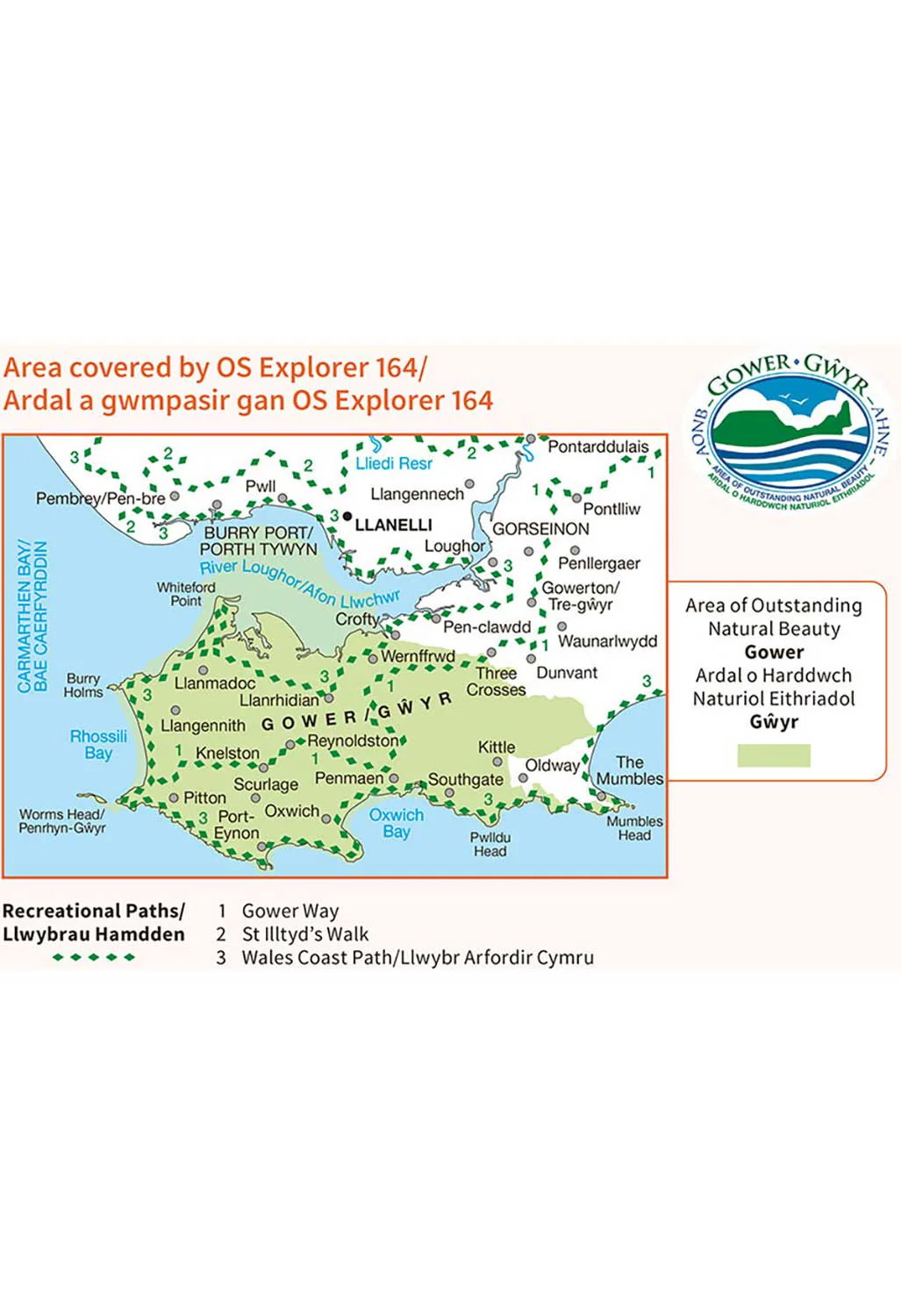 Ordnance Survey Gower - OS Explorer 164 Map - Image 3