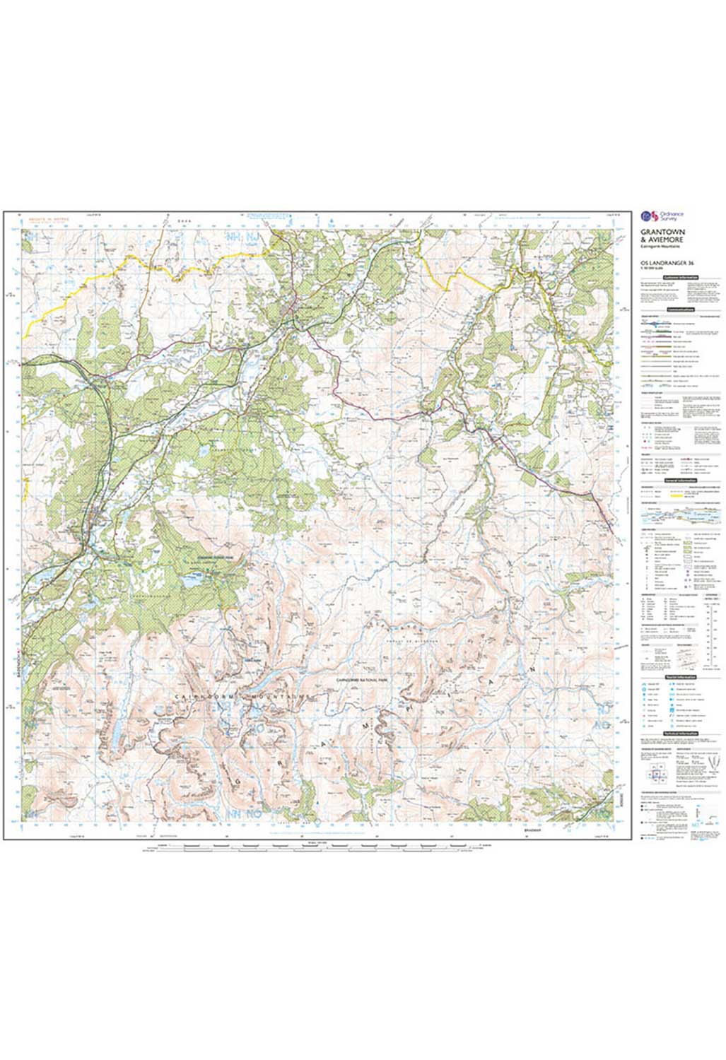 Ordnance Survey Grantown, Aviemore & Cairngorm Mountains - Landranger 36 Map - Image 4