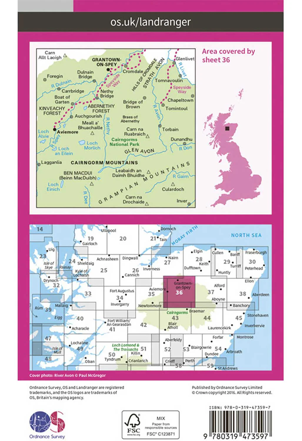 Ordnance Survey Grantown & Aviemore - Landranger Active 36 Map - Image 2
