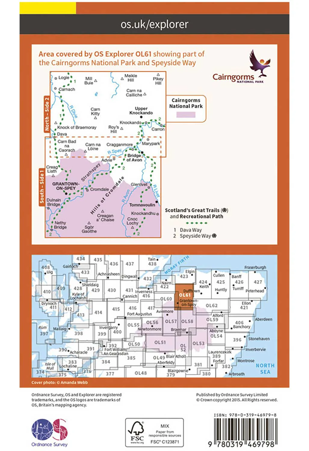 Ordnance Survey Grantown-on-Spey & Hills of Cromdale - OS Explorer Active OL61 Map - Image 2