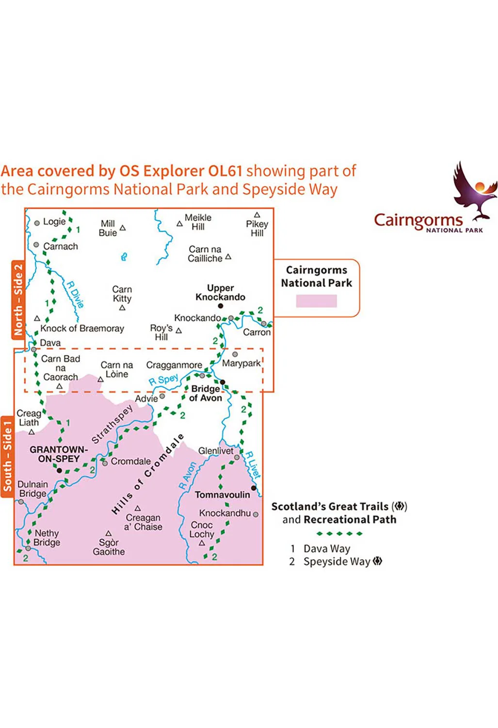Ordnance Survey Grantown-on-Spey & Hills of Cromdale - OS Explorer Active OL61 Map - Image 3