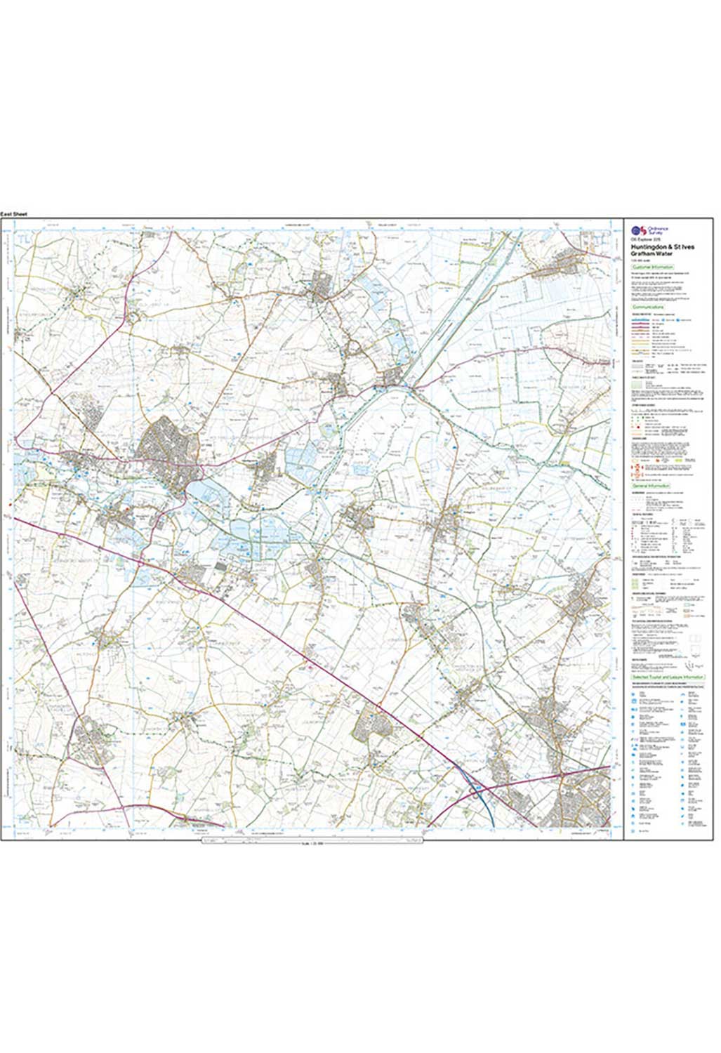 Ordnance Survey Huntingdon & St Ives, Grafham Water - OS Explorer 225 Map - Image 3