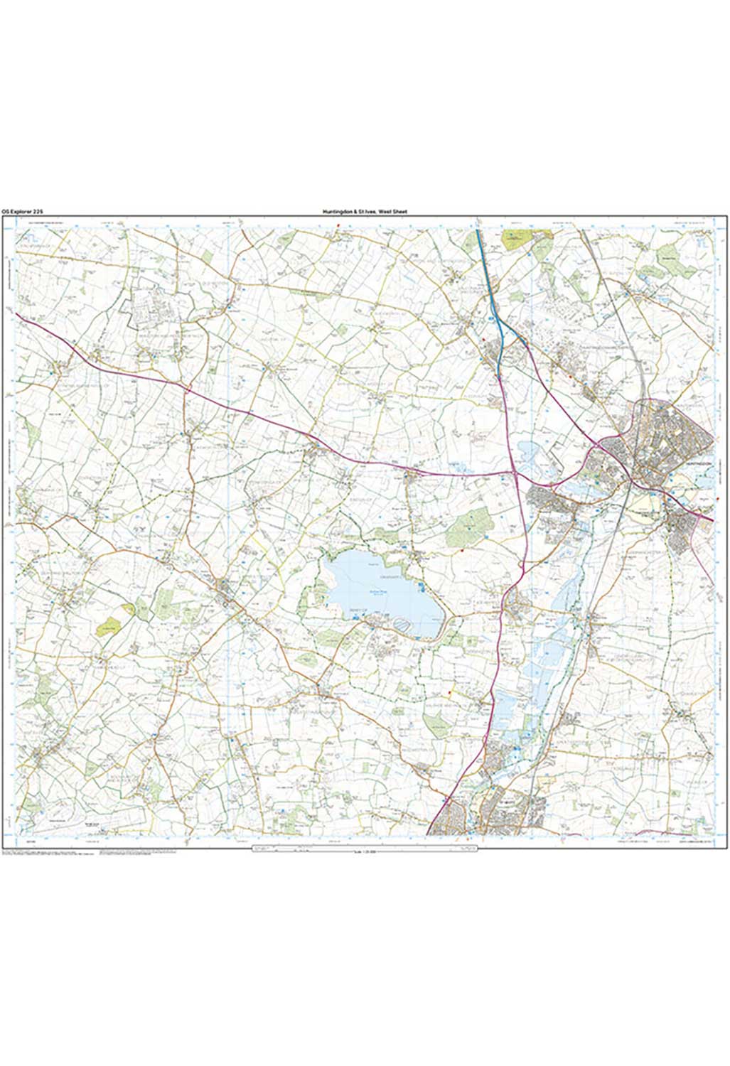 Ordnance Survey Huntingdon & St Ives, Grafham Water - OS Explorer 225 Map - Image 4