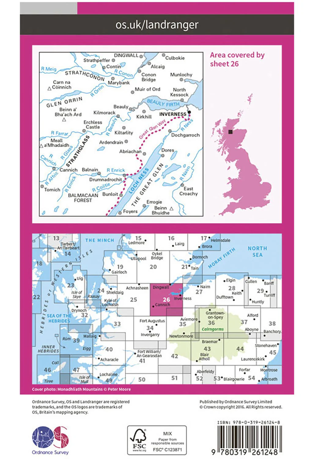 Ordnance Survey Inverness & Loch Ness, Strathglass - Landranger 26 Map - Image 2