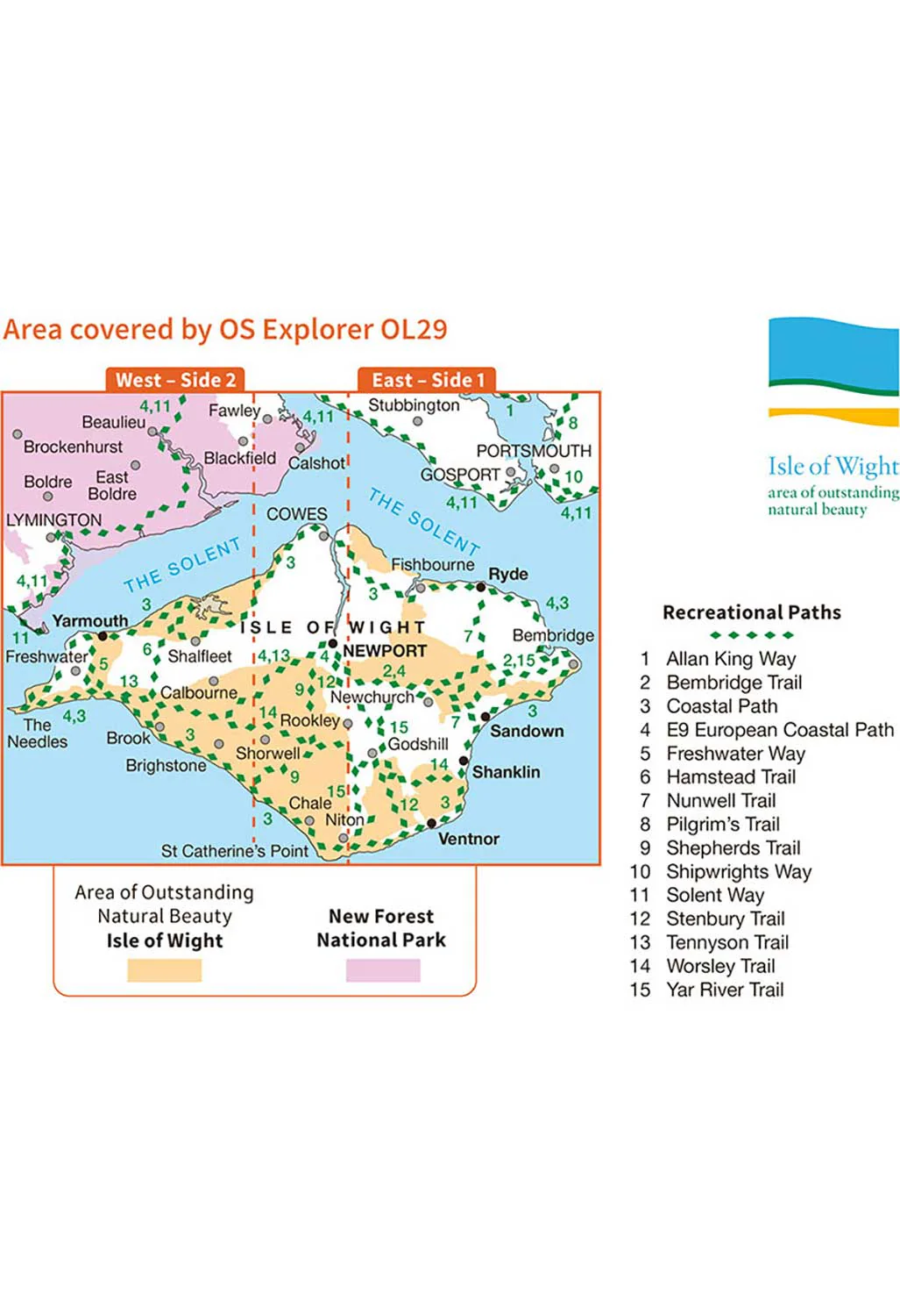 Ordnance Survey Isle of Wight - OS Explorer OL29 Map - Image 3