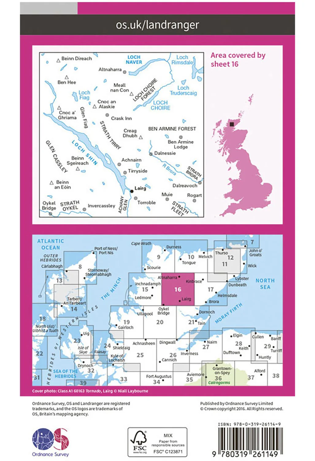 Ordnance Survey Lairg, Loch Shin & Loch Naver - Landranger 16 Map - Image 2