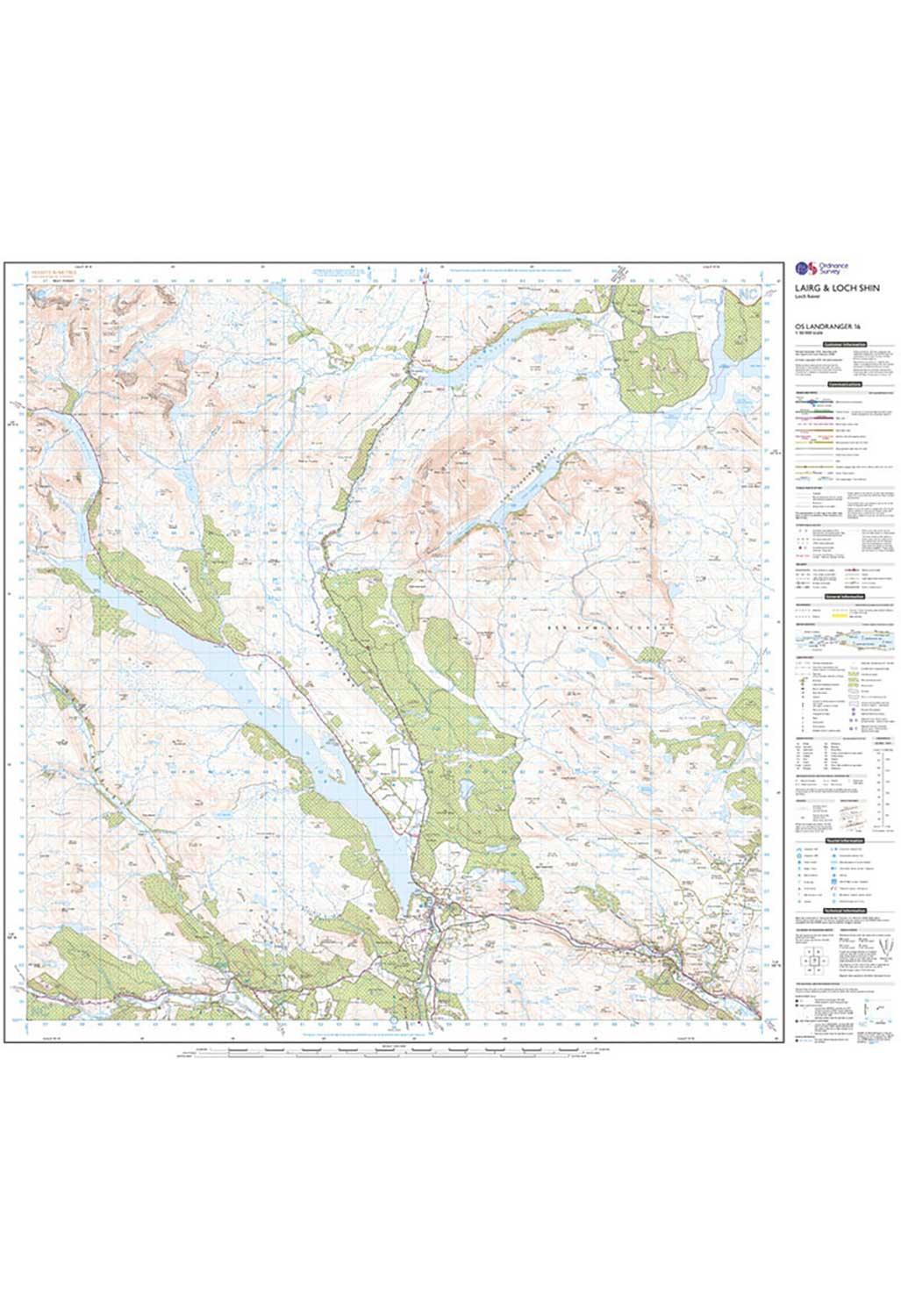Ordnance Survey Lairg, Loch Shin & Loch Naver - Landranger 16 Map - Image 3