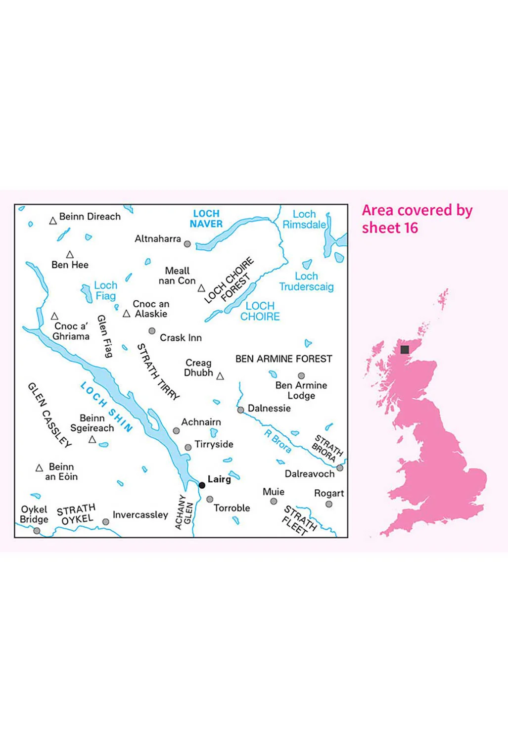 Ordnance Survey Lairg, Loch Shin & Loch Naver - Landranger 16 Map - Image 4
