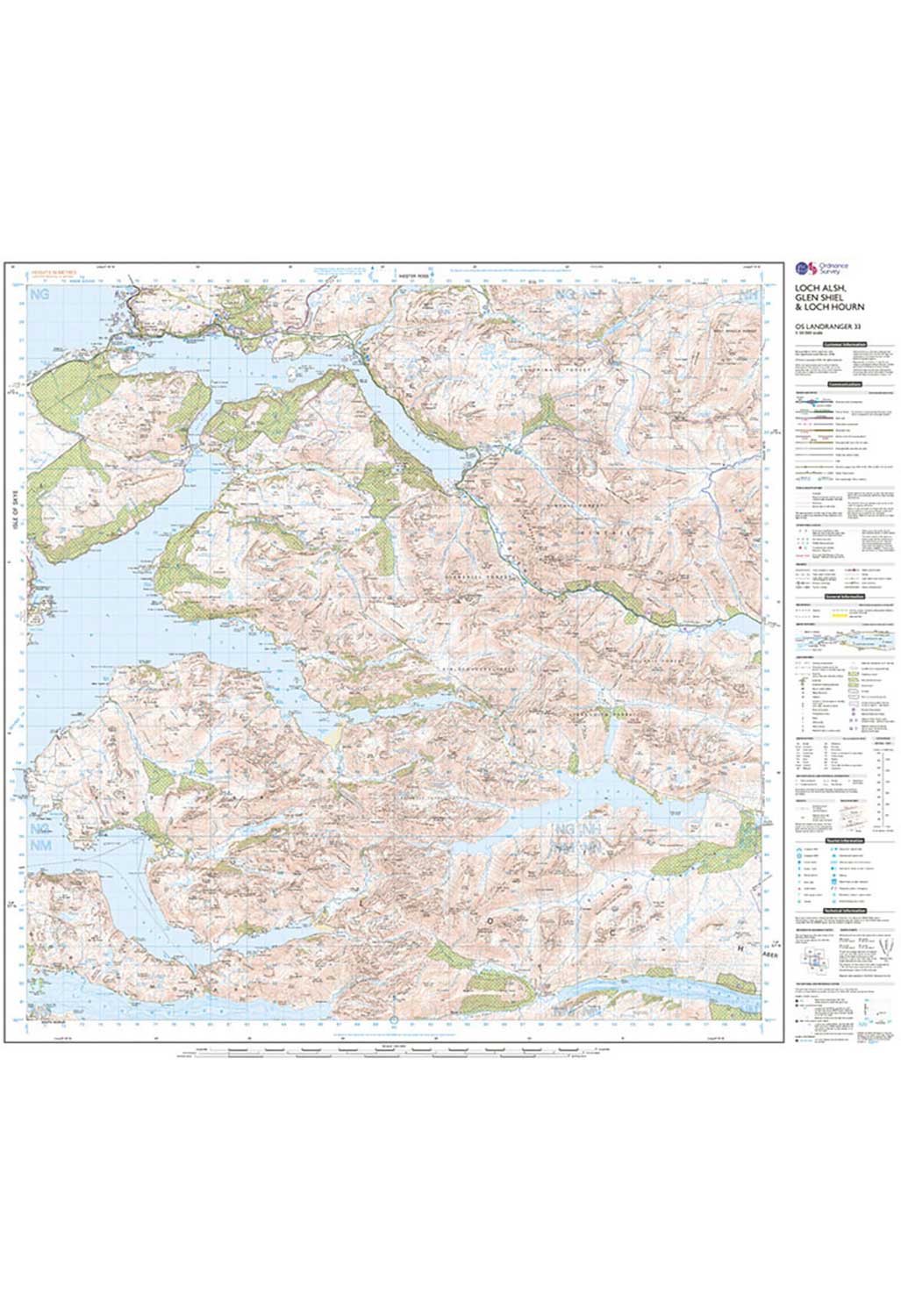 Ordnance Survey Loch Alsh, Glen Shiel & Loch Hourn - Landranger 33 Map - Image 2