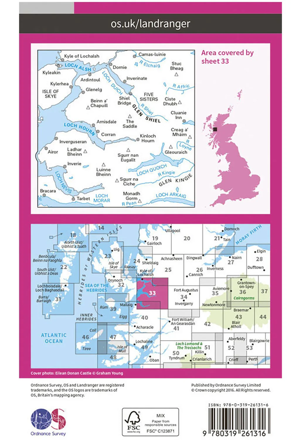 Ordnance Survey Loch Alsh, Glen Shiel & Loch Hourn - Landranger 33 Map - Image 4