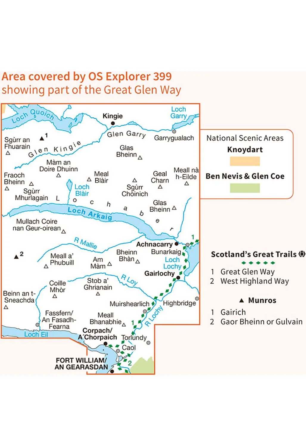 Ordnance Survey Loch Arkaig - OS Explorer 399 Map - Image 3