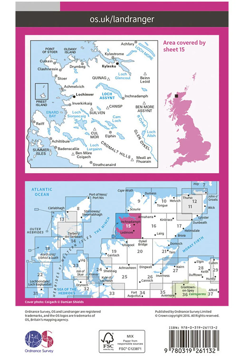 Ordnance Survey Loch Assynt, Lochinver & Kylesku - Landranger 15 Map - Image 3