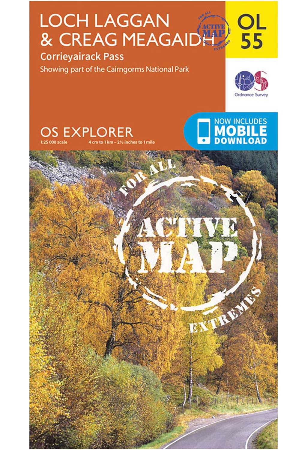 Ordnance Survey Loch Laggan & Creag Meagaidh, Corrieyairack Pass - OS Explorer Active OL55 Map