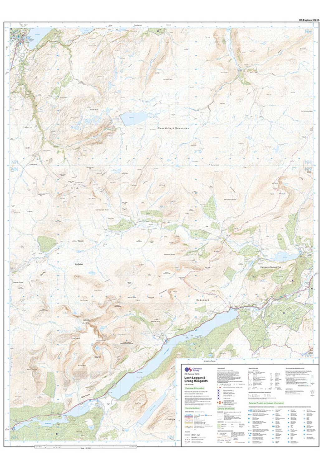 Ordnance Survey Loch Laggan & Creag Meagaidh, Corrieyairack Pass - OS Explorer Active OL55 Map - Image 4