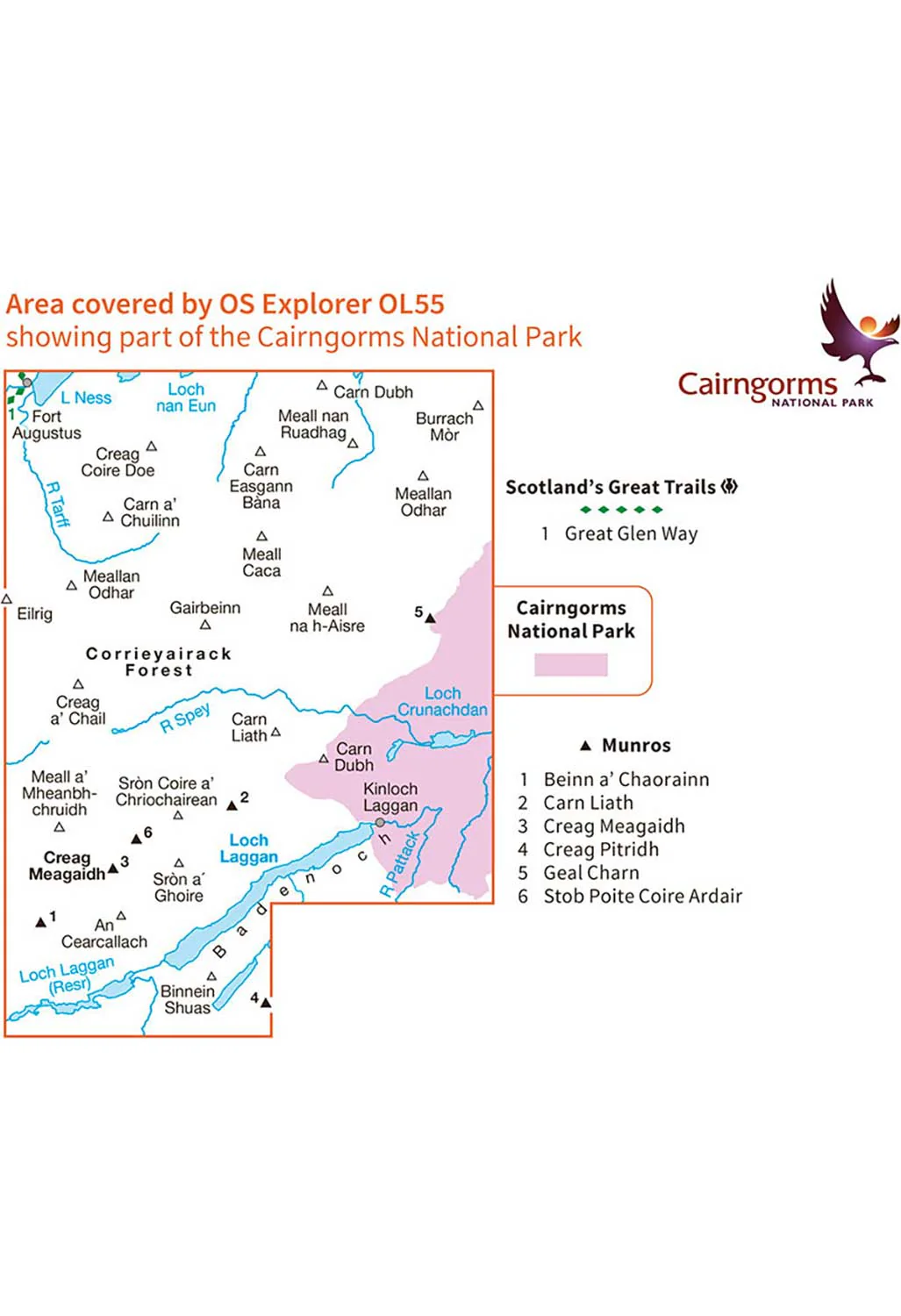 Ordnance Survey Loch Laggan & Creag Meagaidh, Corrieyairack Pass - OS Explorer OL55 Map - Image 3