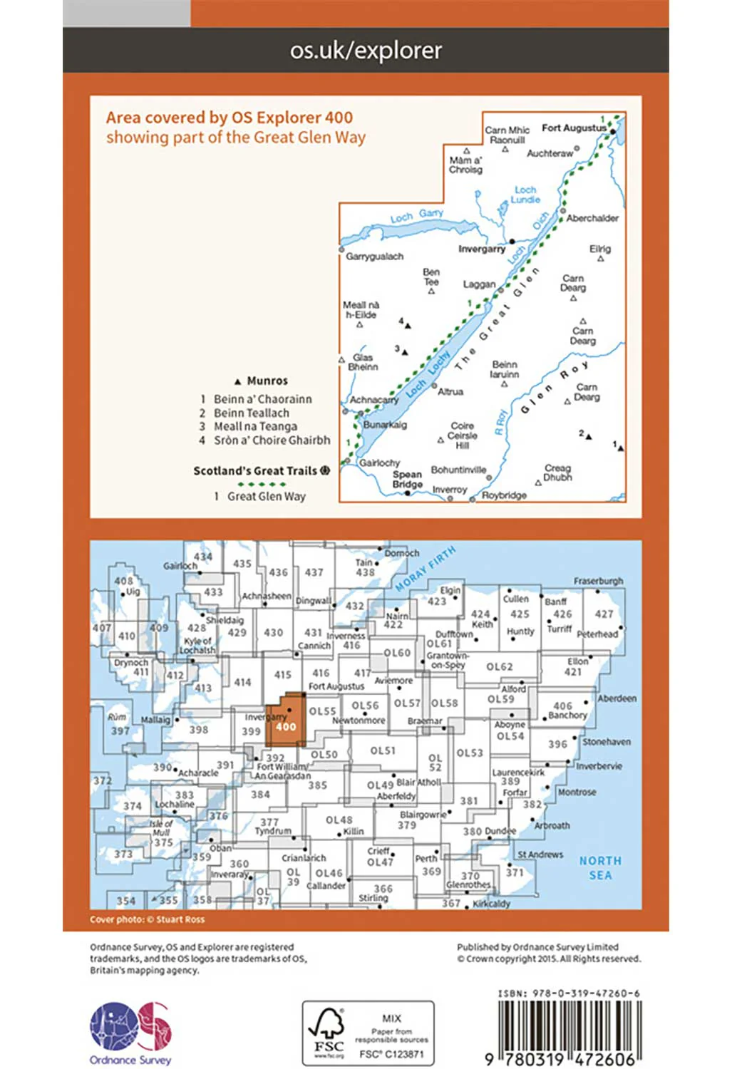 Ordnance Survey Loch Lochy & Glen Roy - OS Explorer Active 400 Map