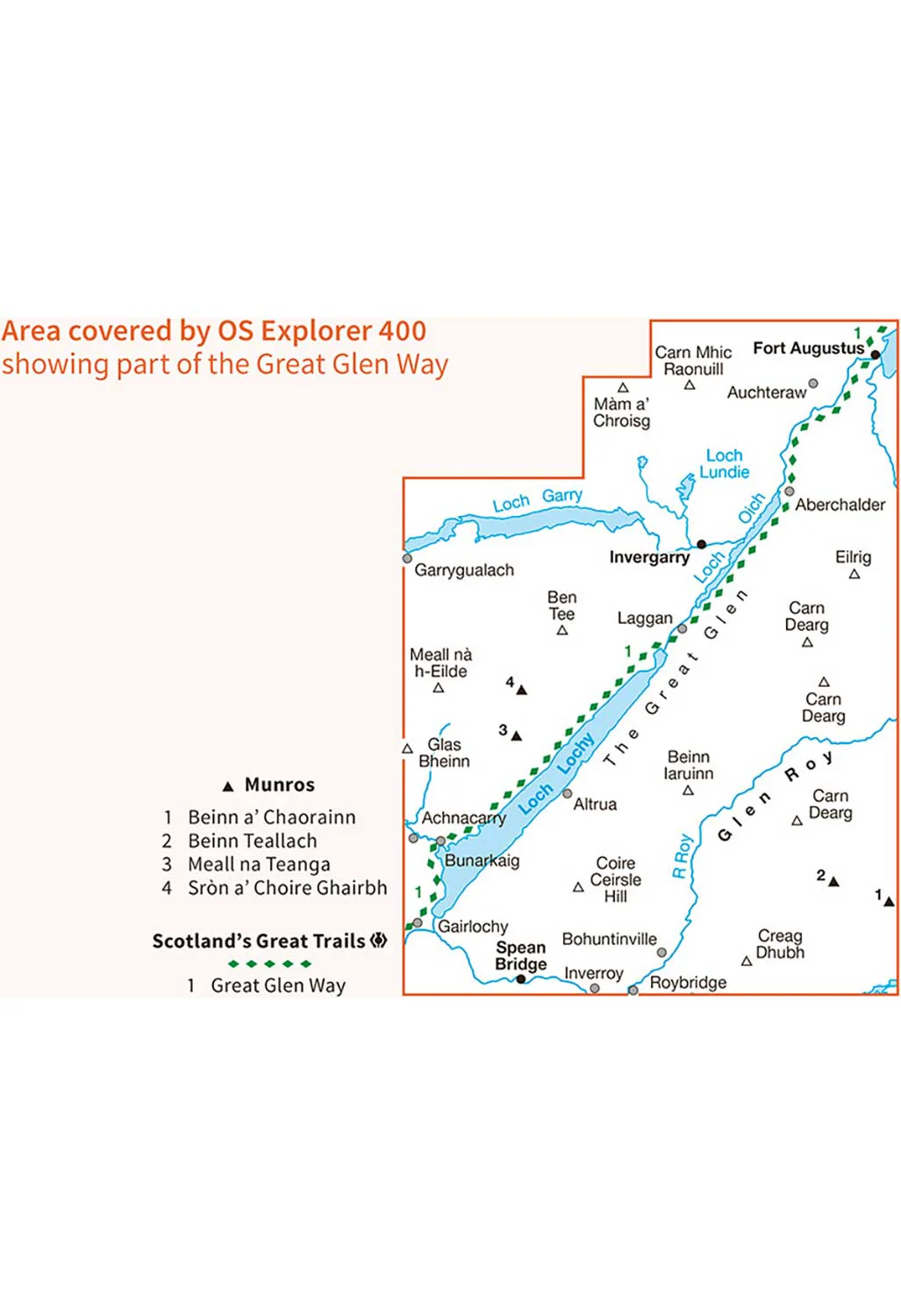 Ordnance Survey Loch Lochy & Glen Roy - OS Explorer Active 400 Map - Image 2