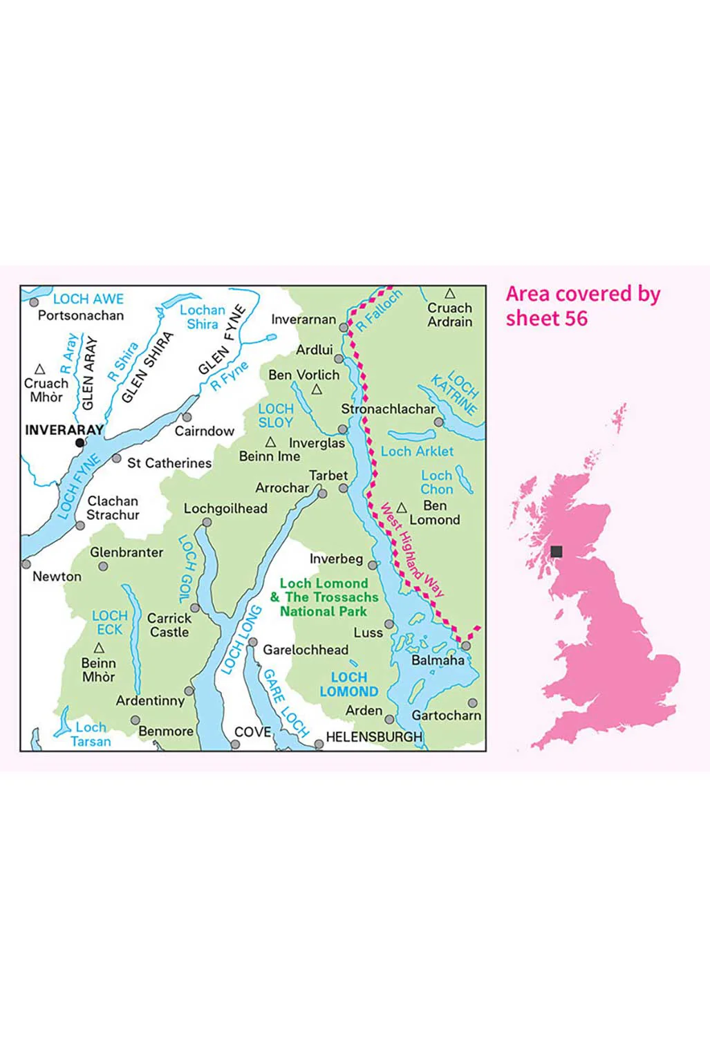 Ordnance Survey Loch Lomond & Inveraray - Landranger 56 Map - Image 2