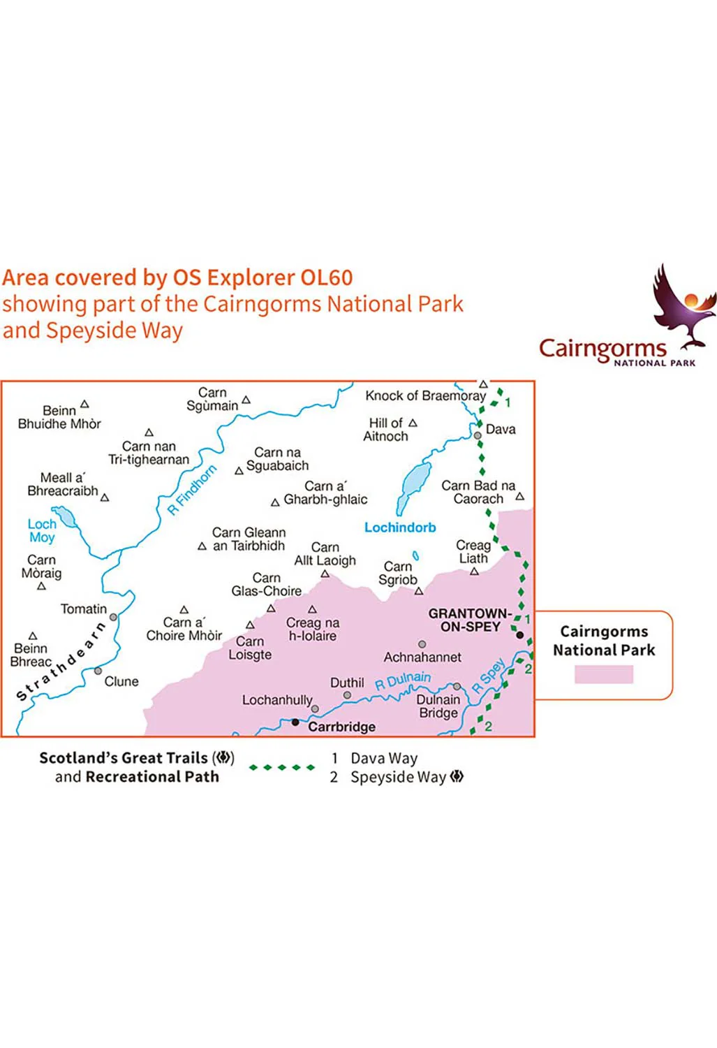 Ordnance Survey Lochindorb, Grantown-on-Spey & Carrbridge - OS Explorer OL60 Map - Image 3