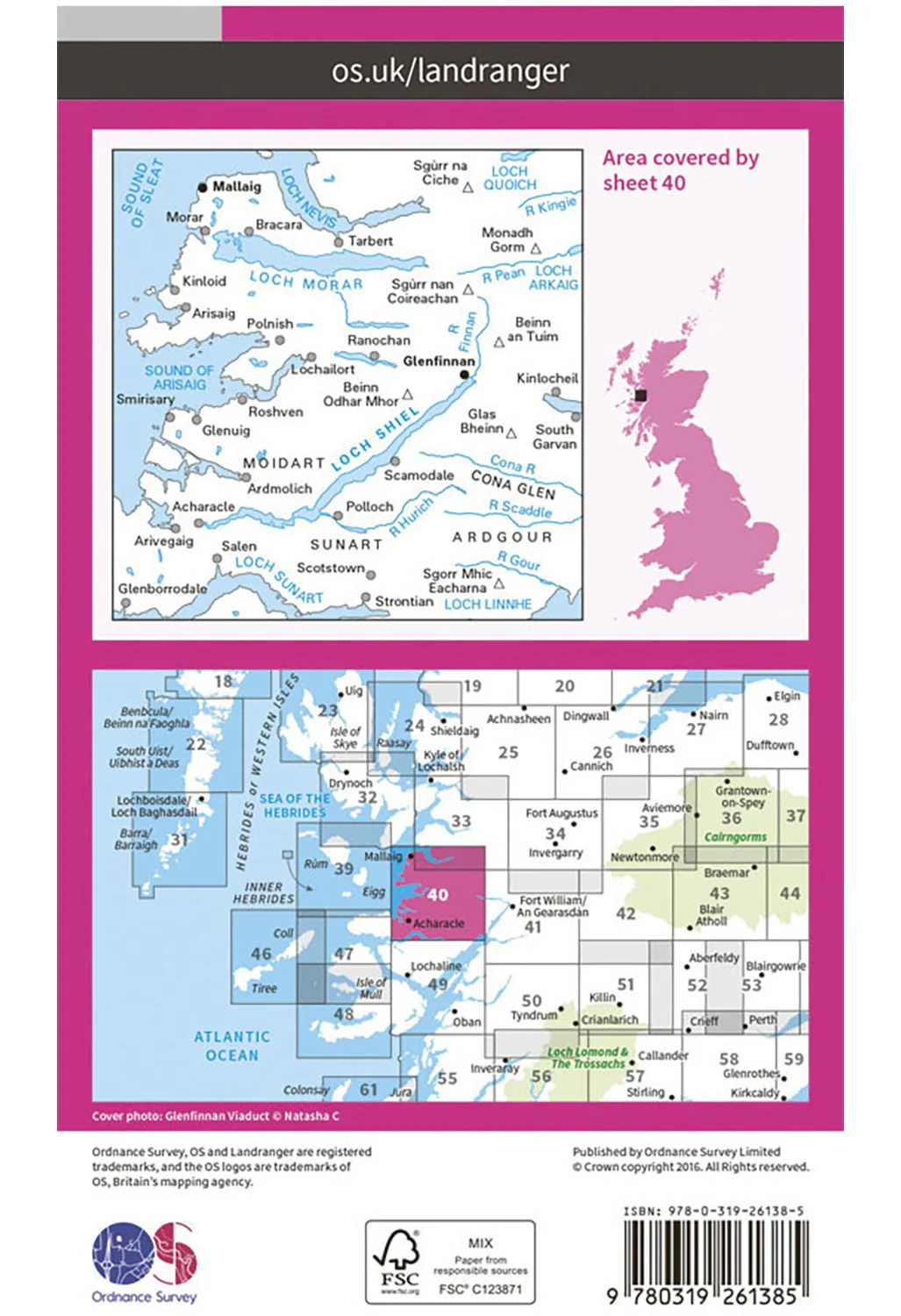 Ordnance Survey Mallaig, Glenfinnan & Loch Shiel - Landranger 40 Map - Image 2