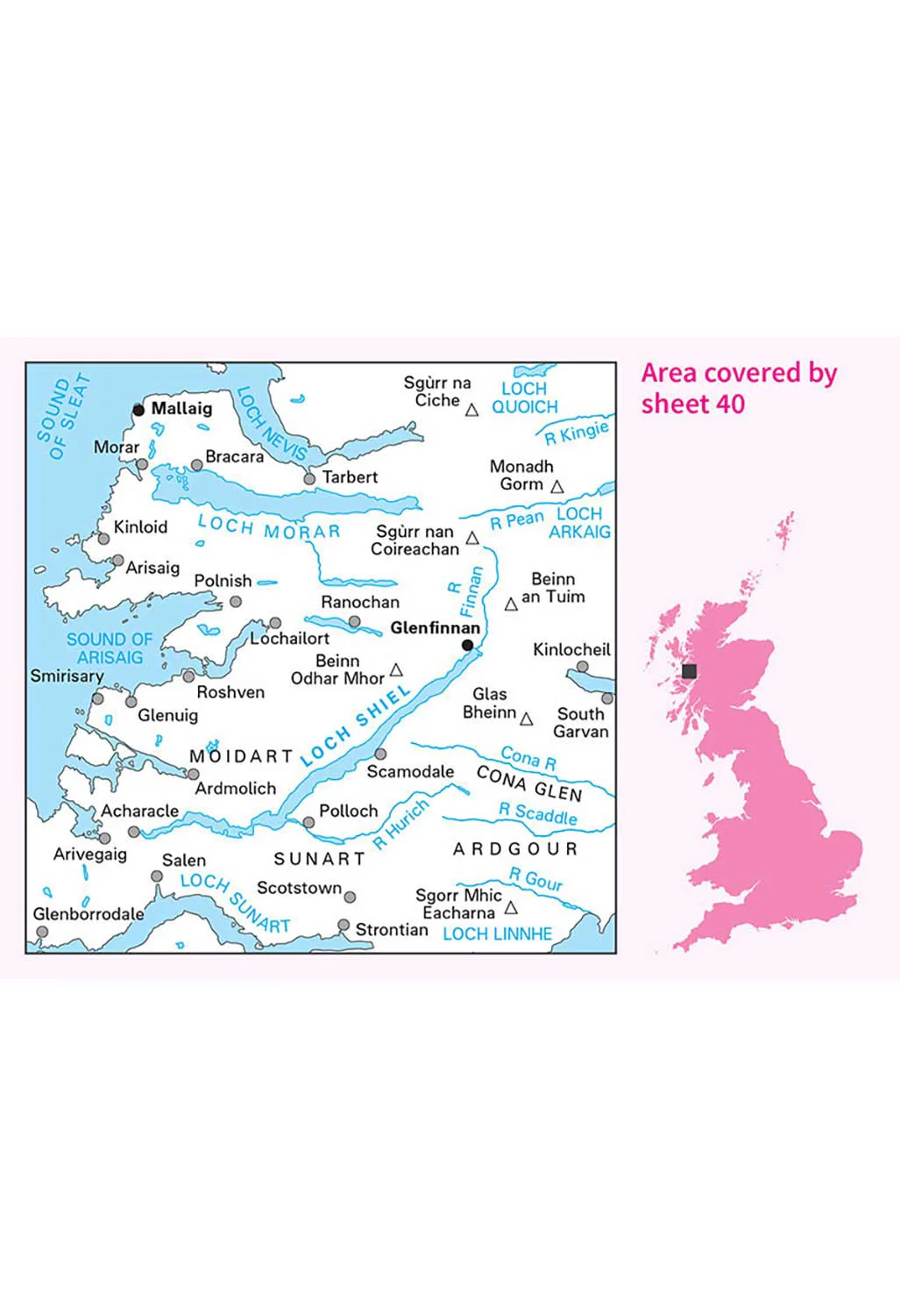 Ordnance Survey Mallaig, Glenfinnan & Loch Shiel - Landranger 40 Map - Image 3