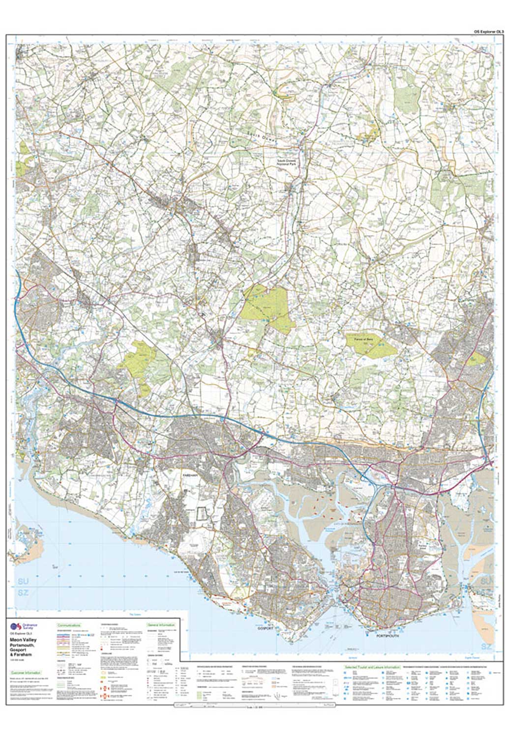 Ordnance Survey Meon Valley, Portsmouth, Gosport & Fareham - OS Explorer OL3 Map - Image 4